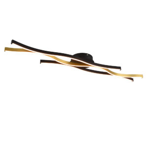 Design plafondlamp zwart met goud incl. LED dimbaar - Blaze – Trio Leuchten