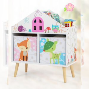 Babaház Formájú Könyvespolc 2Db Tárolóval – Timeless Home